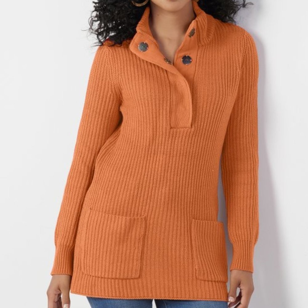Soft Surroundings Highland Autum Leaf Tunic Ribbed Sweater Size M